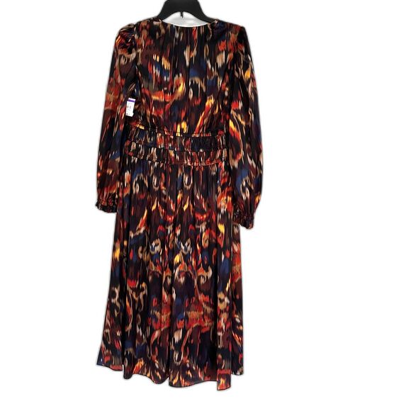 Julia Jordan Abstract Print Midi Dress – Size 6, V-Neck, Long Sleeve - Picture 3 of 7